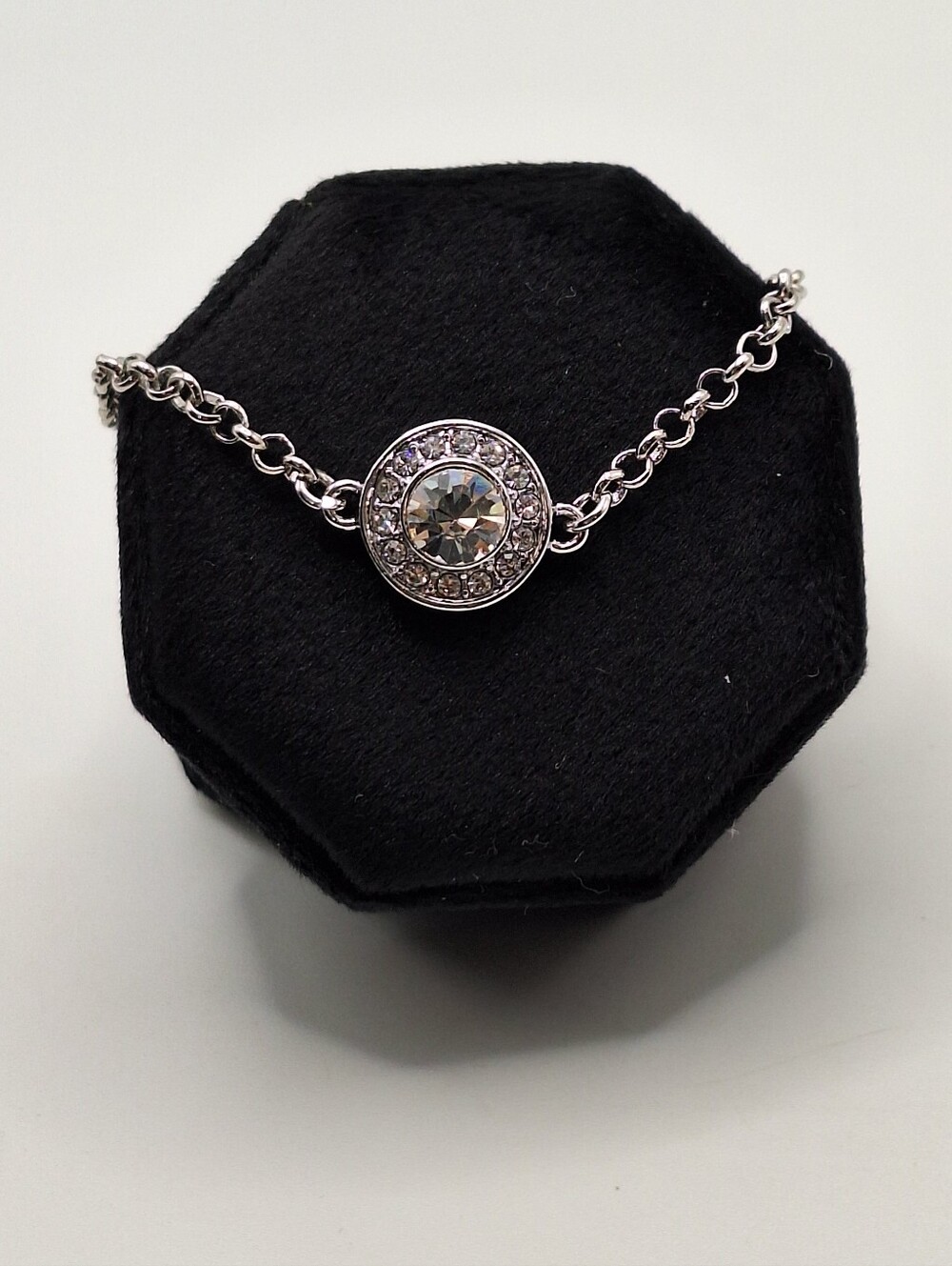 Swarovski Crystal Halo Silver Tone Bracelet New